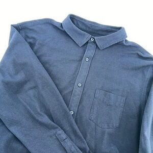UNTUCKit Button Down Shirt Mens XXL Navy Blue Pique Polo BD Slim Fit